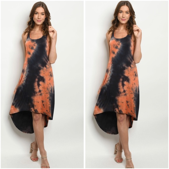 🆕Black and rust tie dye dress - Picture 2 of 3